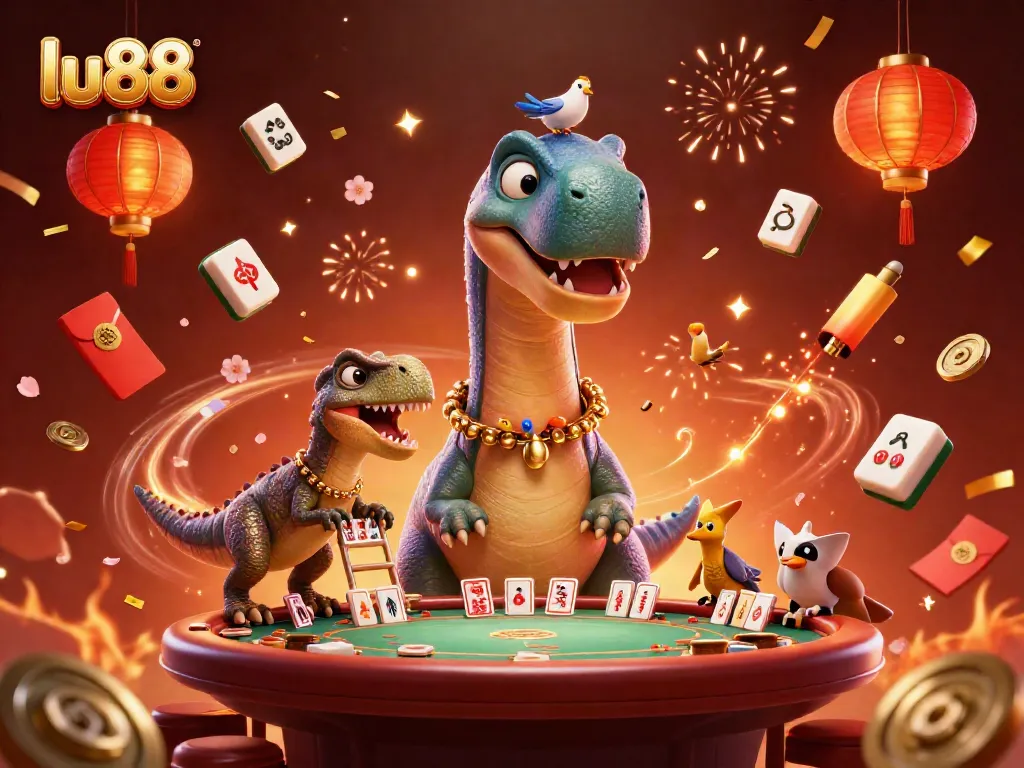 Experience the excitement with lu88's vibrant casino scene featuring unique characters and elements.