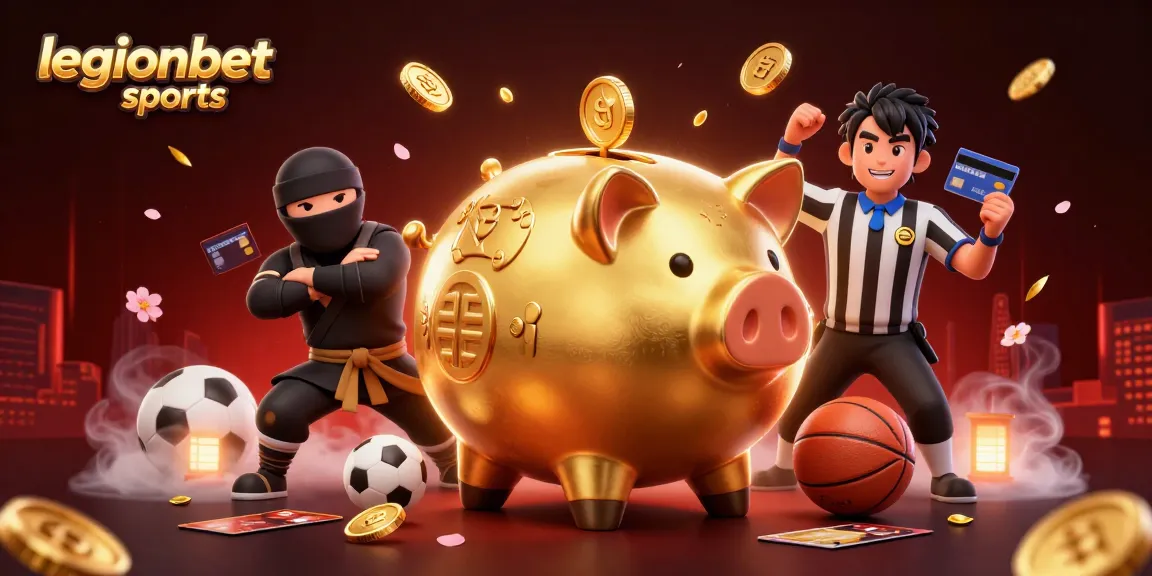 Experience thrilling action with legionbet sports as golden piggy bank and ninja duel in a dynamic scene.