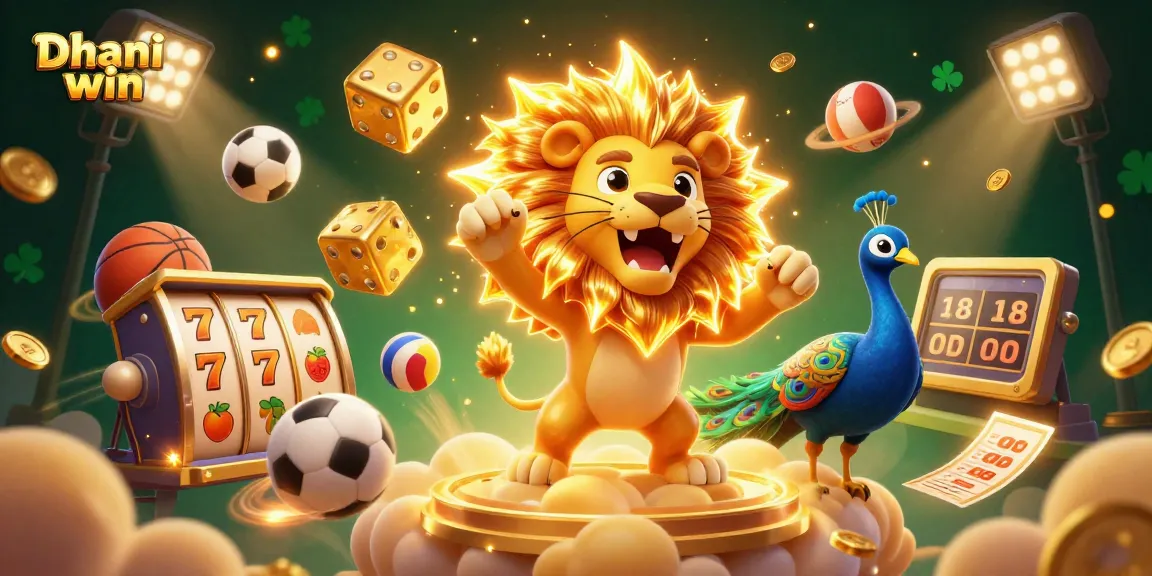 Dhani win players enjoy thrilling adventures in a vibrant online casino scene with dynamic slot reels and joyous elements.