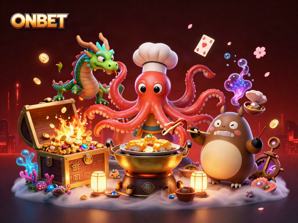 Experience thrilling gameplay with ONBET in this vibrant underwater casino scene.