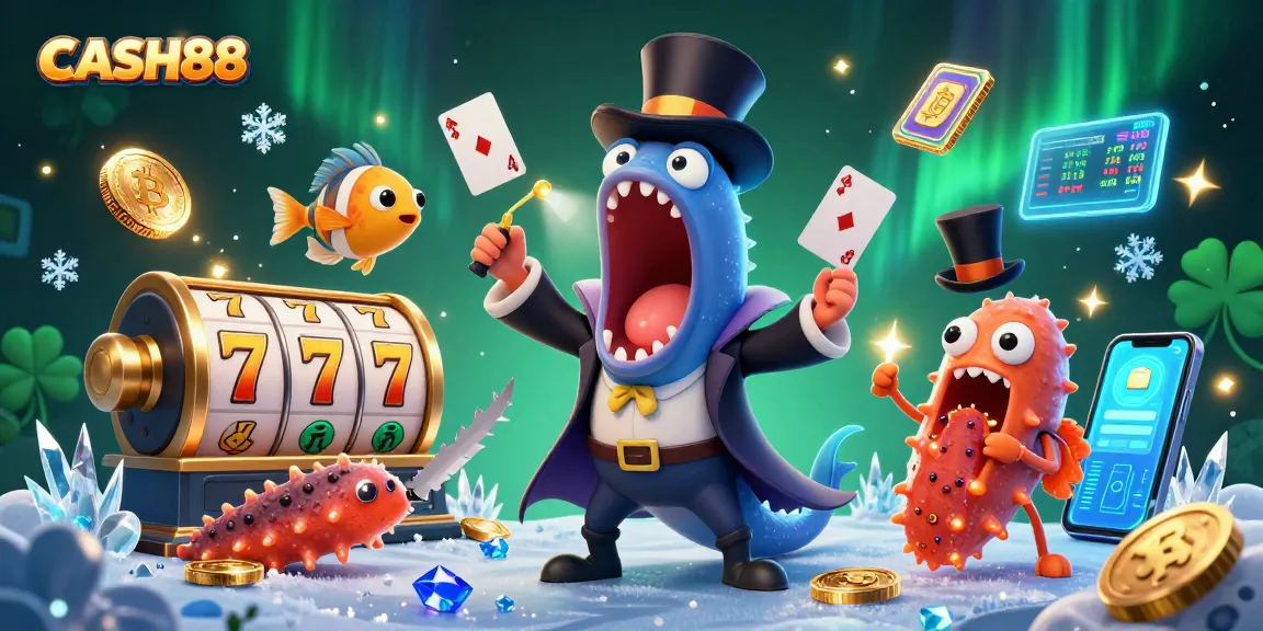 Experience thrilling slots and jackpots with CASH88 in a magical underwater casino scene.