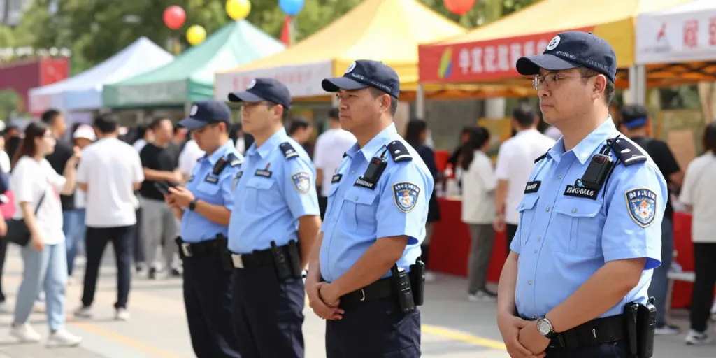 Security Services by licensed professionals at a lively community festival, ensuring safety and order.