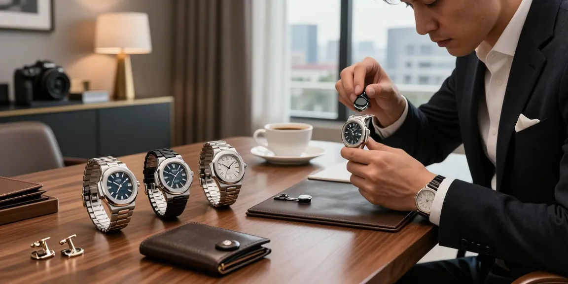Detailed view of super clone watches on a stylish table, emphasizing luxury and craftsmanship.