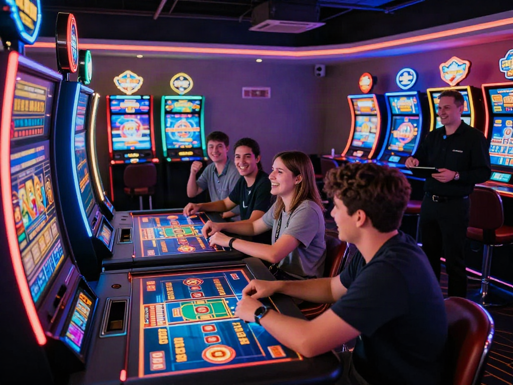 Exciting gem88 online gaming scene with players enjoying casino games in a vibrant atmosphere.