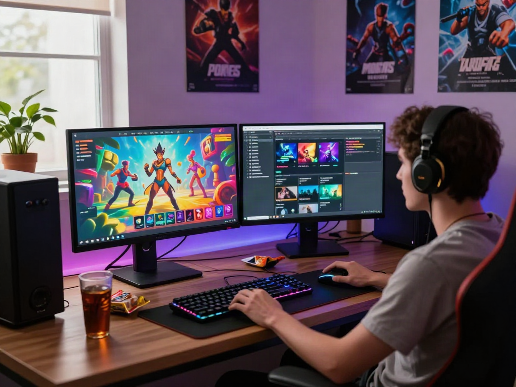 Interactive html porn game setup showcasing vibrant graphics in a gamer studio