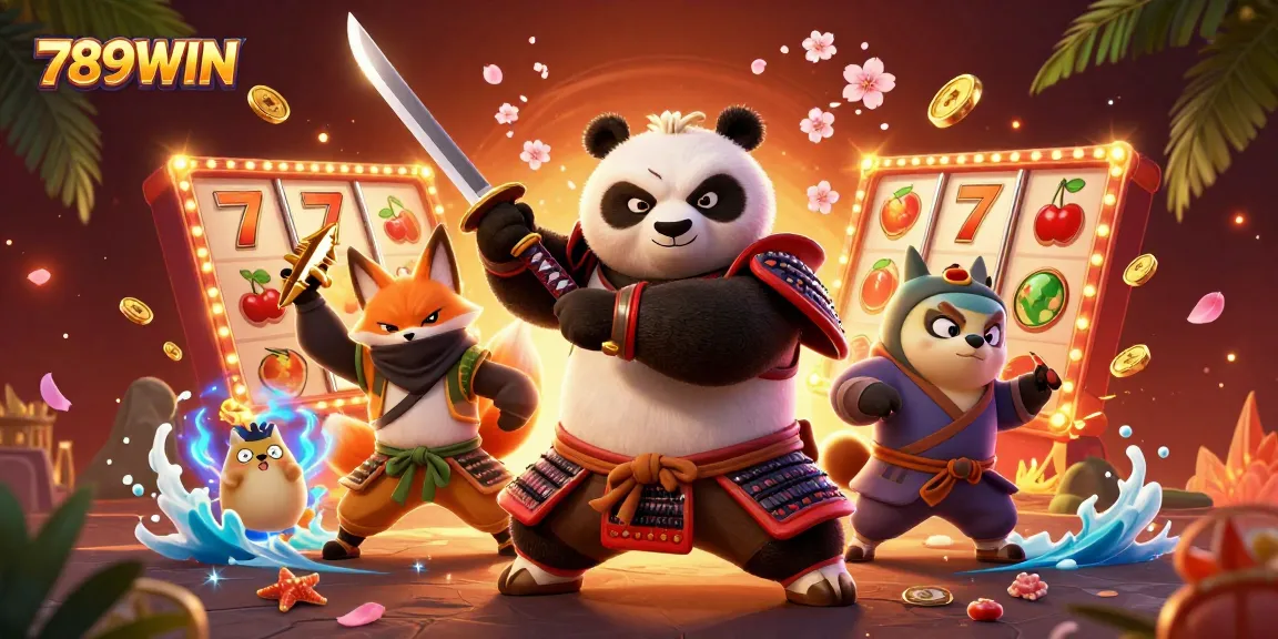 Play slot games and win big at 789WIN, featuring an exciting casino adventure with vibrant characters.