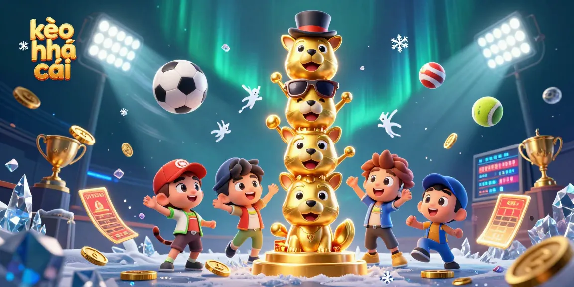 Engage in exciting kèo nhà cái action with a dynamic 3D casino illustration featuring sports elements.